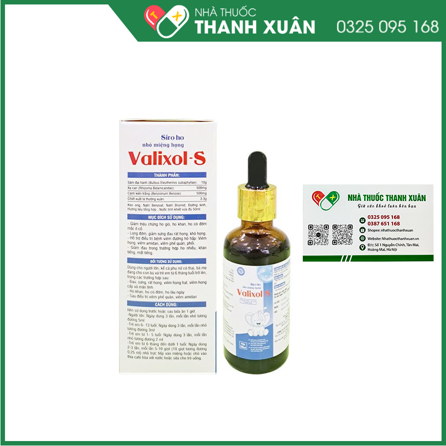 Valixol-S giúp hỗ trợ giảm ho ở trẻ em và người lớn